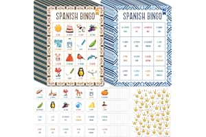 SPRITEGRU Spanish Bingo Game, 25 Boards for Spanish Vocabulary Bilingual Word Bingo Game Educational Toys for Language Learning - Ages 5 and up (Up to 25 Players)