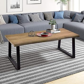 Amazon.com: Wood Coffee Table Cocktail Table with Metal Frame ...