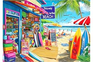 MINIWAN Beach Shop Puzzles for Adults 1000 Pieces Summer Surf Shack Puzzle for Adults Jigsaw Puzzles 1000 Pieces with Letters on Back Hard Impossible Difficult challenging Family Puzzle (27.5"x19.6")