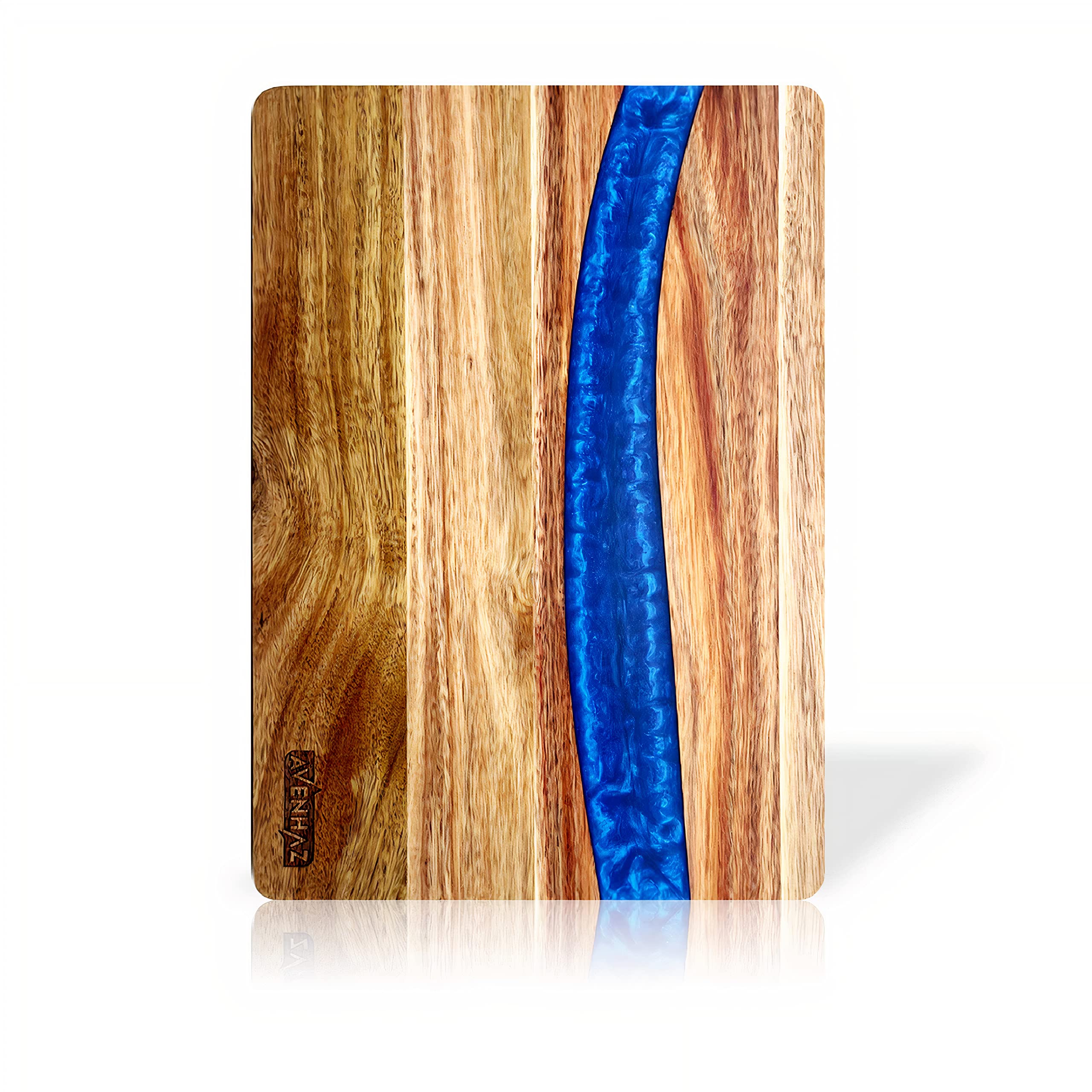 Premium Acacia Wood Cutting Board – Large with Blue Epoxy Resin Design, Easy Clean, for Meat, Vegetables, Cheese & Serving Tray Use