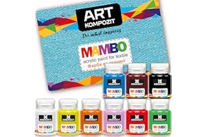 FARBA USA Acrylic Fabric Paint Set for Clothes Permanent - Basic Colors 9x20 ml (0.68 Fl Oz) - For Leather, T-shirt, Shoe, Upholstery, Furniture - Non-Toxic, Long-Lasting, Waterproof