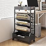 UMDONX Modern Mobile Book Cart Single-Sided Rolling