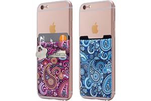 Cardly Wallet | Card and Money Holder for Cell Phone | Sticks On Case (Paisley Pink & Blue)