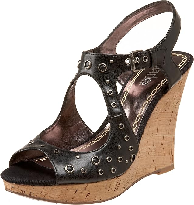 Amazon.com | CHARLES BY CHARLES DAVID Women's Greetings Wedge Sandal, Black, 5.5 M US 