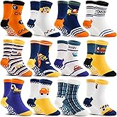 12 Pairs Baby Boys Girls Toddlers Grips Socks Kids Non Skid Anti Slip Cotton Crew Socks