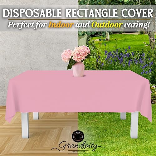 Grandipity Pink Plastic Table Cloth Disposable (6 Pk) 54in x 108in - Technical View