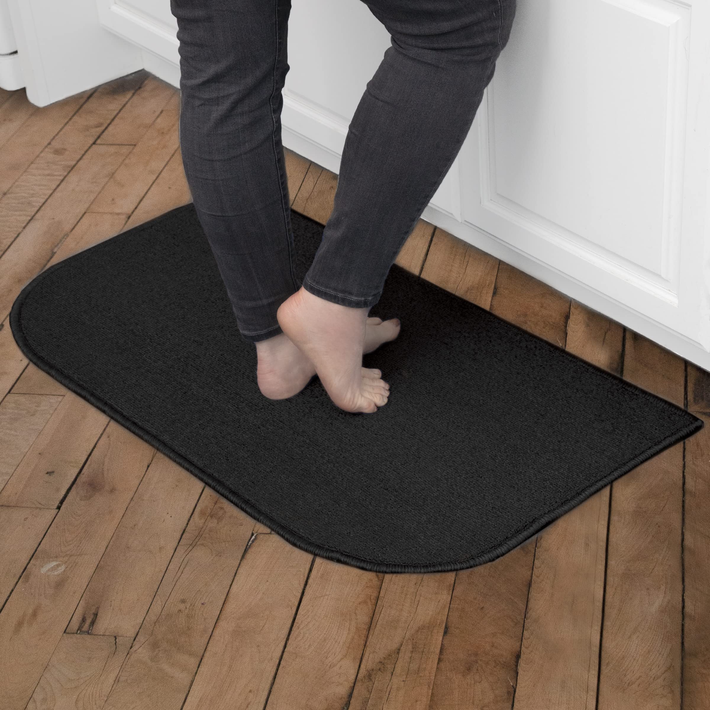 Photo 1 of Ritz Solid Accent Rug: 18" x 30" Stain Resistant Kitchen or Living Room Floor Mat, Latex Backing, Machine Washable, Black