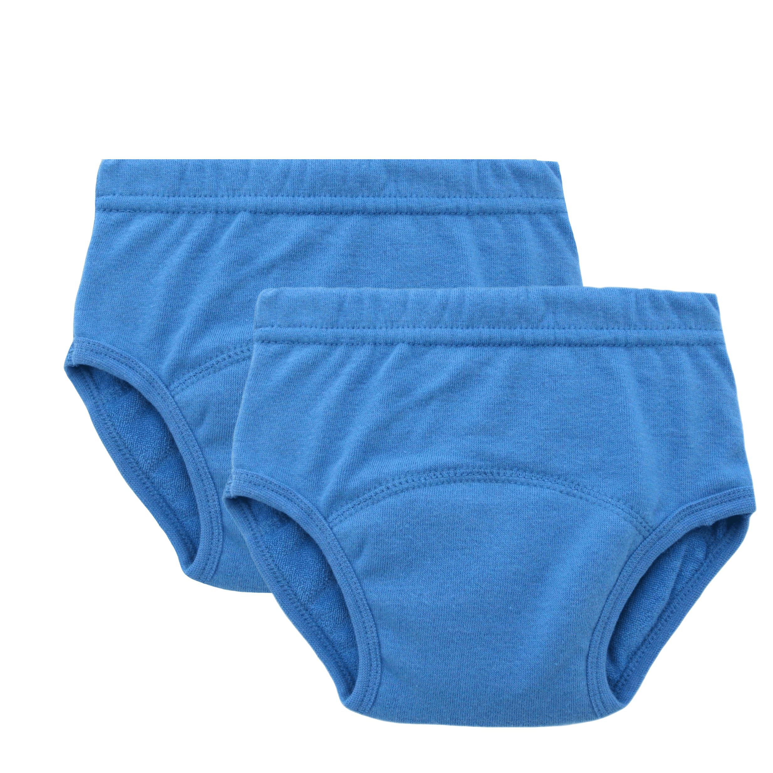 Bright Bots Potty Training Pants with Absorbent and Water Resistant Layer. Bright Pull On Washable Cotton Pants for Toddlers 2 Pack (XL 3years, Mid Blue)