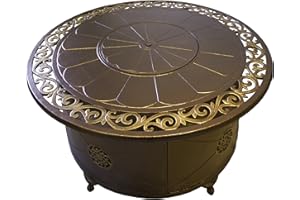 Hiland HIL-FP-1201 Fire Pit Propane, Round, Bronze
