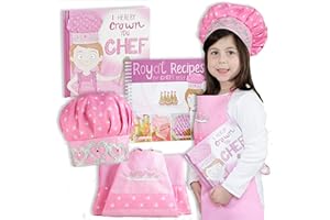 Tickle & Main I Hereby Crown You - Princess Chef Gift Set - Kids Chef Hat and Apron for 3-7 Years Old - Princess Apron for Girls
