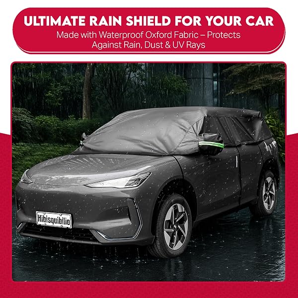 HIBISQUIBILIO UV RESISTANT WINTER WINDSHIELD COVER WITH REFLECTIVE STRAPS – BREATHABLE HAIL COVER – WINDPROOF & DUSTPROOF | 6-LAYERS WATERPROOF SEDAN CAR COVER FOR ALL WEATHERS FOR SEDAN & TRUCKS