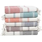 Lane Linen Beach Towels 6 Pack, 100% Cotton Oversized Beach Towel, Pre-Washed Large Beach Towel, Stylish Pool Towels For Adul