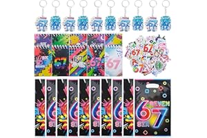 Tuhangcc 80pcs 6 7 party favors Included 67-themed gift bag Funny Acrylic Keychains Stickers Notebooks Six Seven Internet Nov