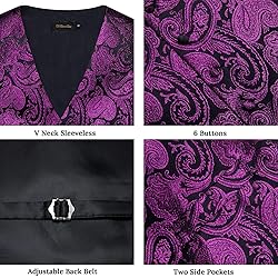 DiBanGu Mens Vest and Tie Set Formal Paisley