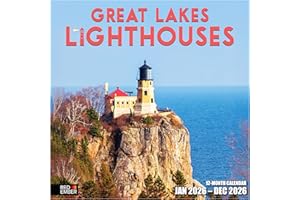 RED EMBER Great Lakes Lighthouses 2026 Wall Calendar 12 Month | 12" x 24" Open | Thick & Sturdy Paper | Holiday Gift | Michigan Travel Calendar 2026