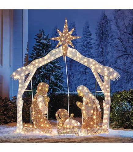 5FT Outdoor Nativity Scene With 175 LED Lights - Holy Family Christmas Yard Decoration