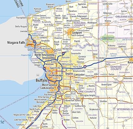 Amazon Com New York State Laminated Wall Map 48 Wide X 38 High Office Products