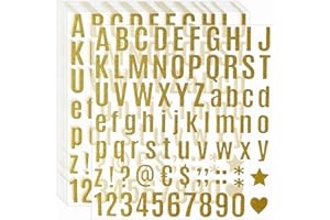 Waynoda 790 Pieces 10 Sheets Glitter Gold Letter Stickers,Alphabet Number Stickers,Self Adhesive Letters Numbers Kit for Gift Decals,Home,Craft,Mailbox,Signs(1 Inch)