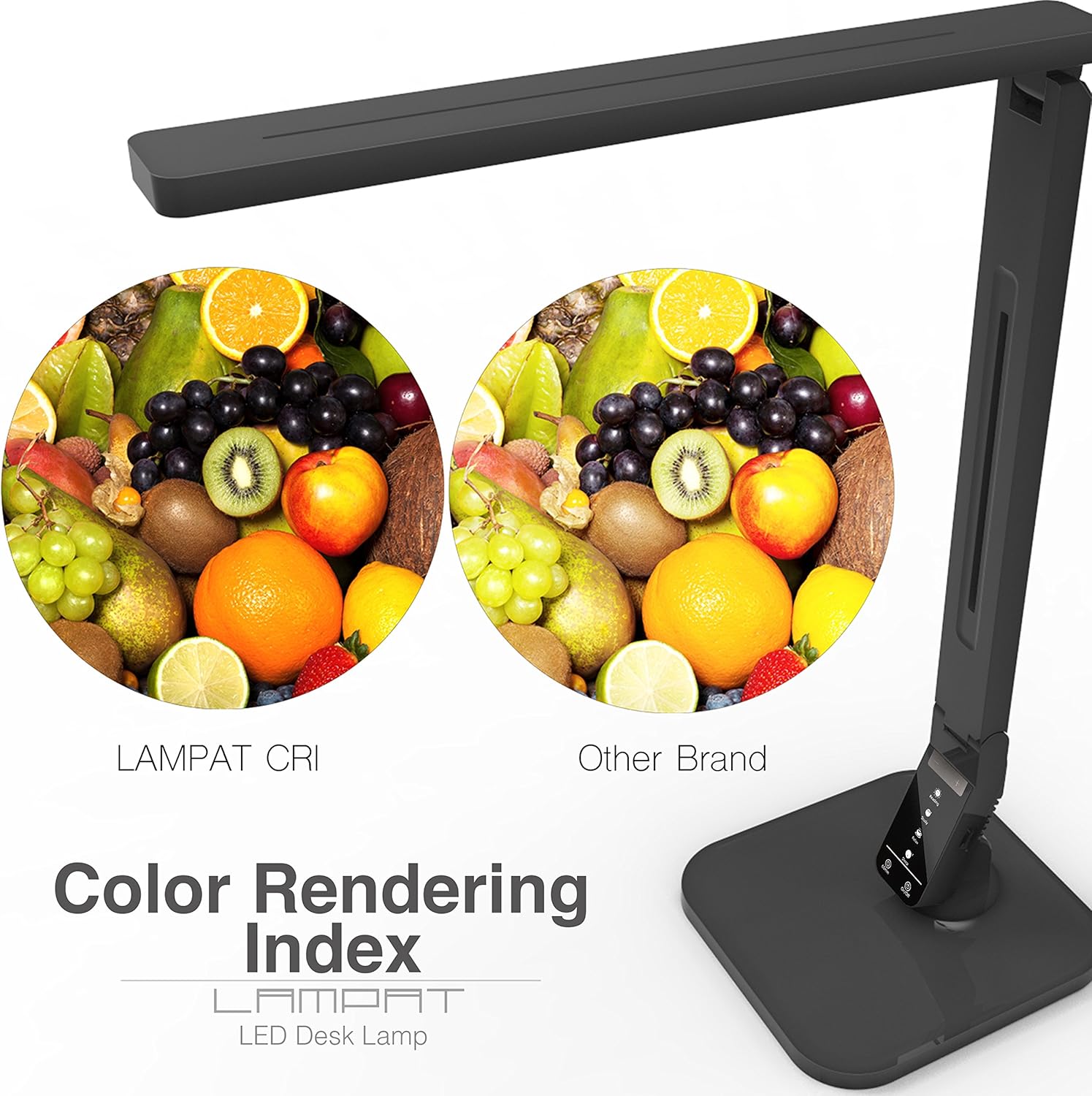 Lampat LED Desk Lamp, Dimmable LED Table Lamp Black, 4 Lighting Modes, 5-Level Dimmer, Touch-Sensitive Control Panel, 1-Hour Auto Timer, 5V/2A USB Charging Port) - - 