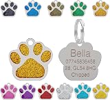 LARRYROO Personalised Engraved Paw Tags 27mm Glitter Stainless Steel Orange