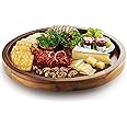 TIDITA 18" Acacia Wood Lazy Susan for Table Top - Wooden Brown Turntable Serving Tray for Charcuterie Boards Cheese Board - Extra Large Round Lazy Susan Organizer - Kitchen Revolution for Cabinet