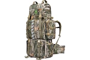 WILD CEDAR Hunting Backpack for Men, 60/80L Camo Backpack with Waterproof Rain Cover, 600D Hunting Pack for Hunters