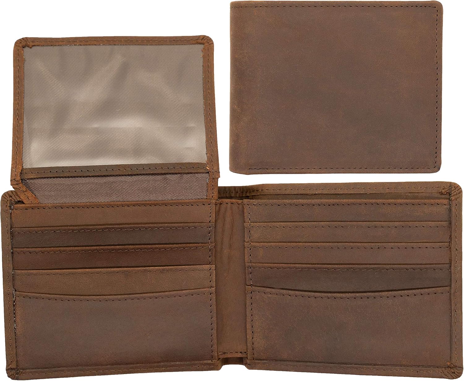 Top Grain Leather Wallet for Men | Ultra Strong Stitching | Handcrafted Argentinian Leather | RFID Blocking | Extra Capacity Bifold Wallet with 2 ID Windows | Slim Billfold with 10 Card Slots | Perfect Gift for Him