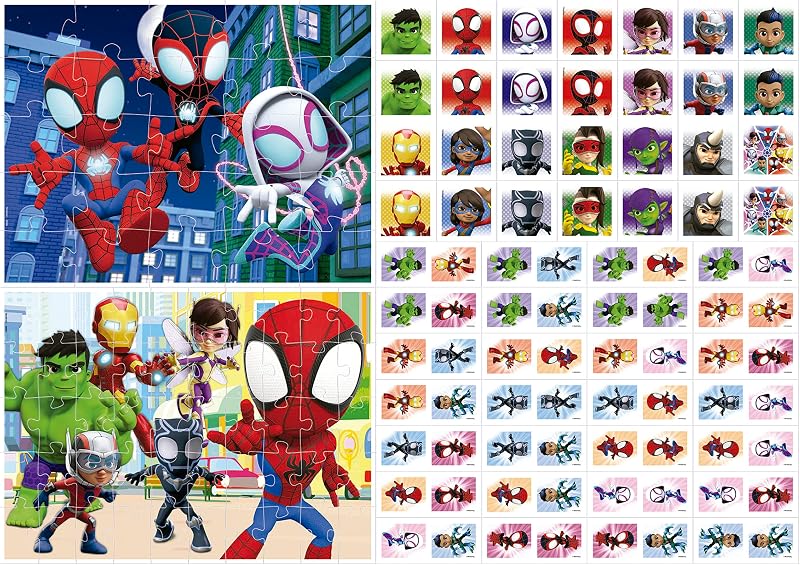 Educa - Superpack Spidey & Amigos | Jogos de Tabuleiro e Puzzles Infantis: Dominó, Idêntico com 28 Cartas e 2 Puzzles de 25 e 50 Peças. Jogo Infantil para 3, 4 e 5 anos (19682)