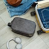 Elviros Water-Resistant PU Leather Toiletry Bag Dark Grey 12 x 6.5 x 6.9 in view 8