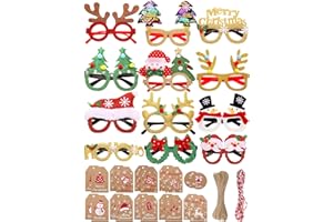Yilloog 48 Pcs Christmas Glasses bulk Xmas Glitter Holiday Glasses Frames Accessories Funny Christmas Gifts for Xmas Decoration Holiday Party Favors Costumes Photo Props Classroom Kids