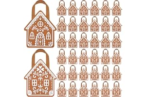 Silkfly 48 Pcs Non Woven Gingerbread House Christmas Tote Bags with Handles Gingerbread House Shape Gifts Candy Goodies Treats Bags for Xmas Holiday Party Favors