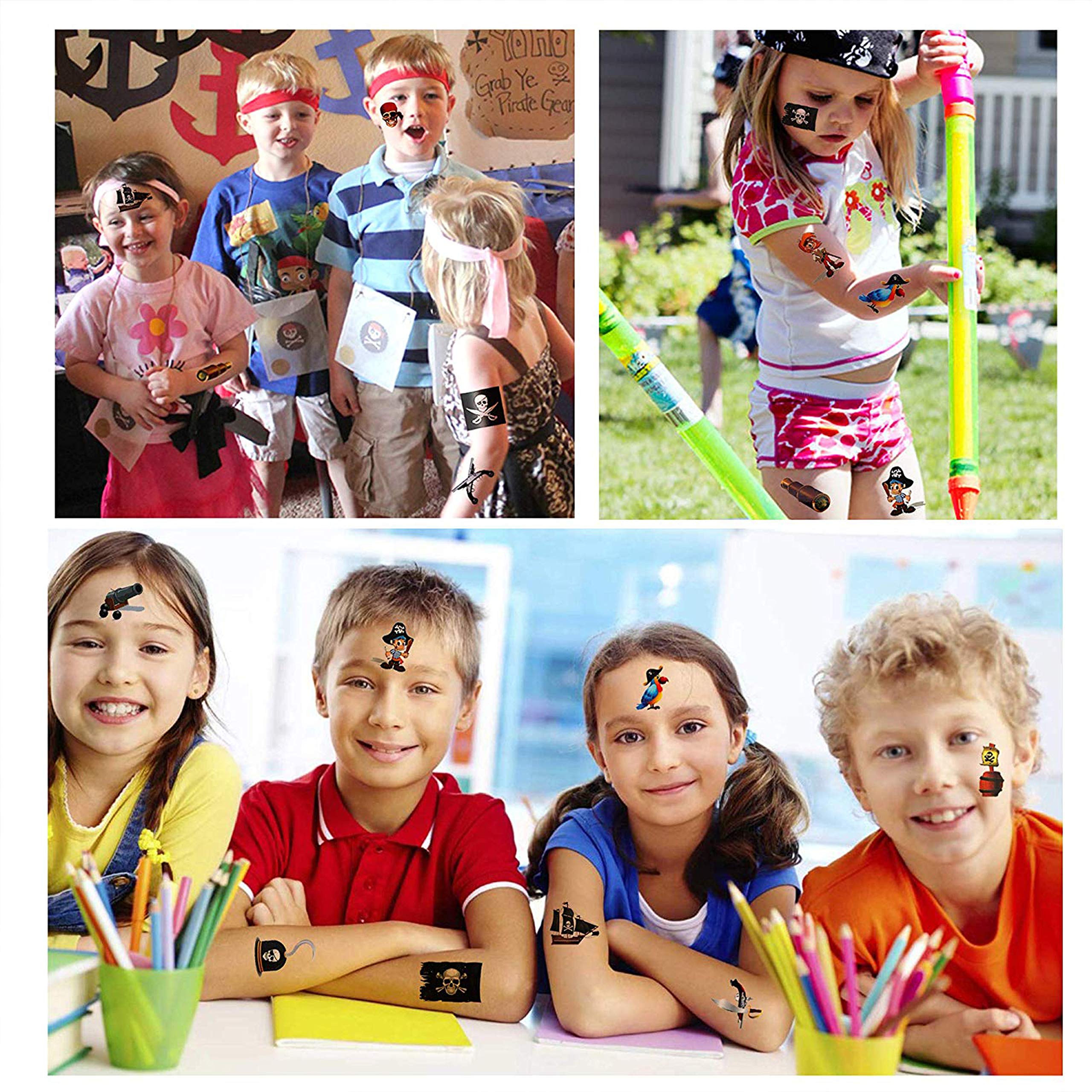 DDream Pirates Anniversaire, 32Pcs Pirates Bagues, Pirates Porte-Clés, Tatouages Temporaires de Pirates Enfant Fille Garçon pour Un Cadeau de l\'anniversaire sur Le Thème Pirates