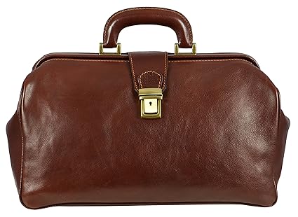 Time Resistance Brown Hand-Crafted Leather Medical Bag Doctor Vintage Style Briefcase Retro -