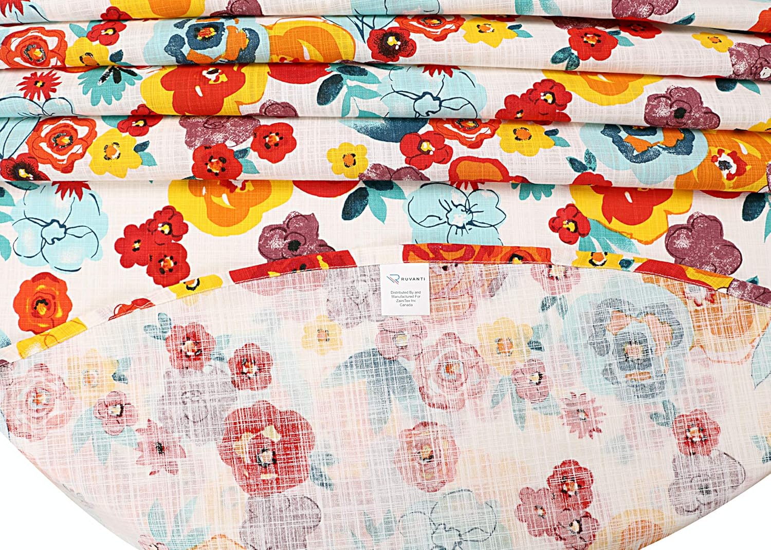 Ruvanti Table Cloth 70" Round 4-6 Seats, Premium Quality 100% Cotton Round Tablecloth, Washable,Reusable Table Cloths,Multi Color Flower Design for Buffet Table,Parties,Holiday Dinner,Wedding & More.: Kitchen & Dining