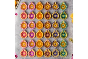 Letz Celebrate [Pack of 36] Diyas for Diwali Decoration, Handmade Clay Diya with Wicks, Diwali Decorations for Home, Diwali Diyas, Diwali Gifts, Earthen Lamps for Navratri Dussehra