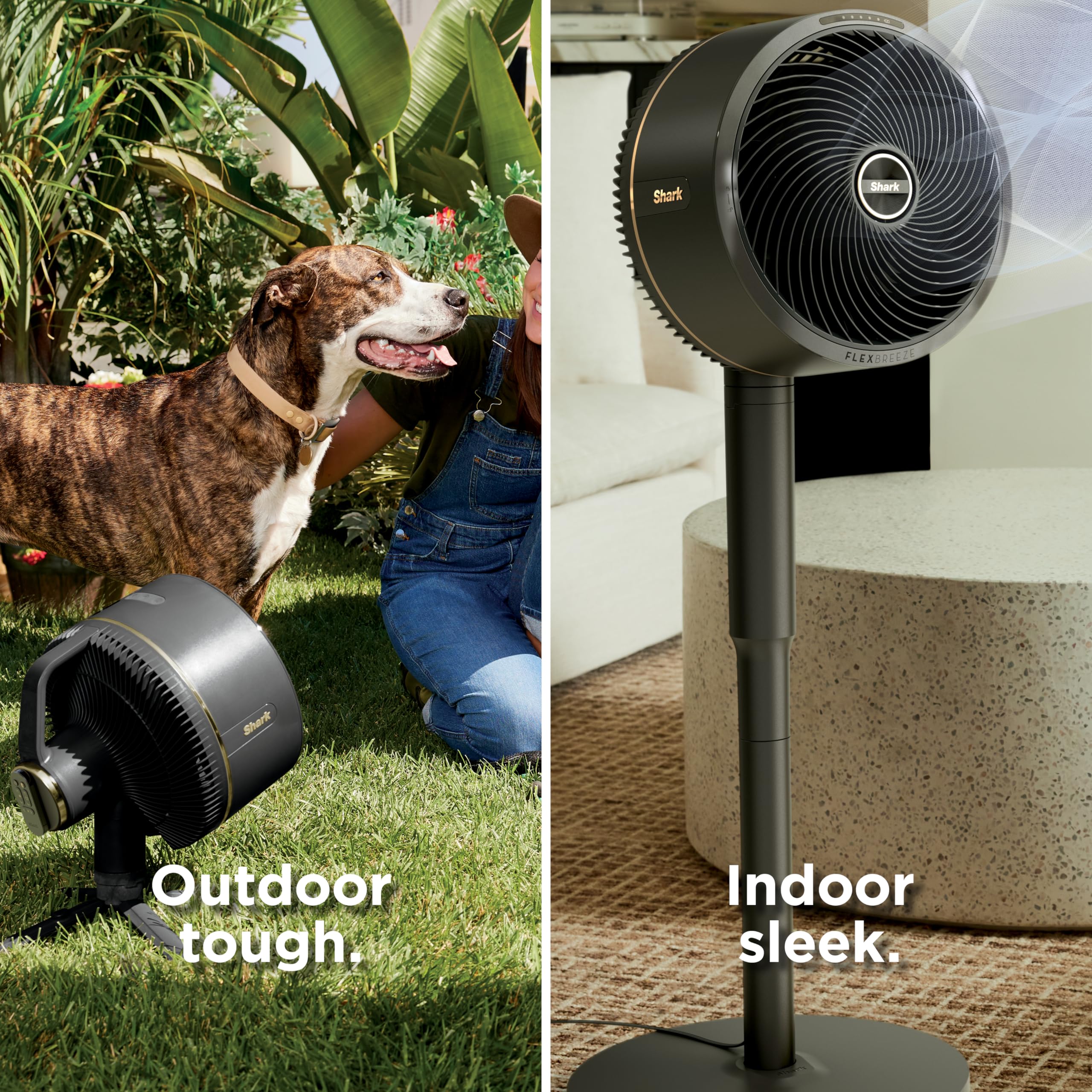 Shark FlexBreeze Fan - Indoor & outdoor oscillating fan, pedestal & tabletop, corded & cordless portable fan with outdoor InstaCool misting attachment - FA222