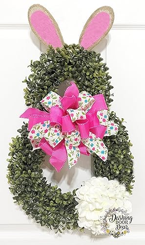 Amazon Com Spring Or Easter Boxwood Pink Floral Bunny Front Door