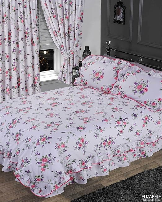 Elizabeth Purple, King Size Bed Duvet / Quilt Cover Set, BY THE CAMEO