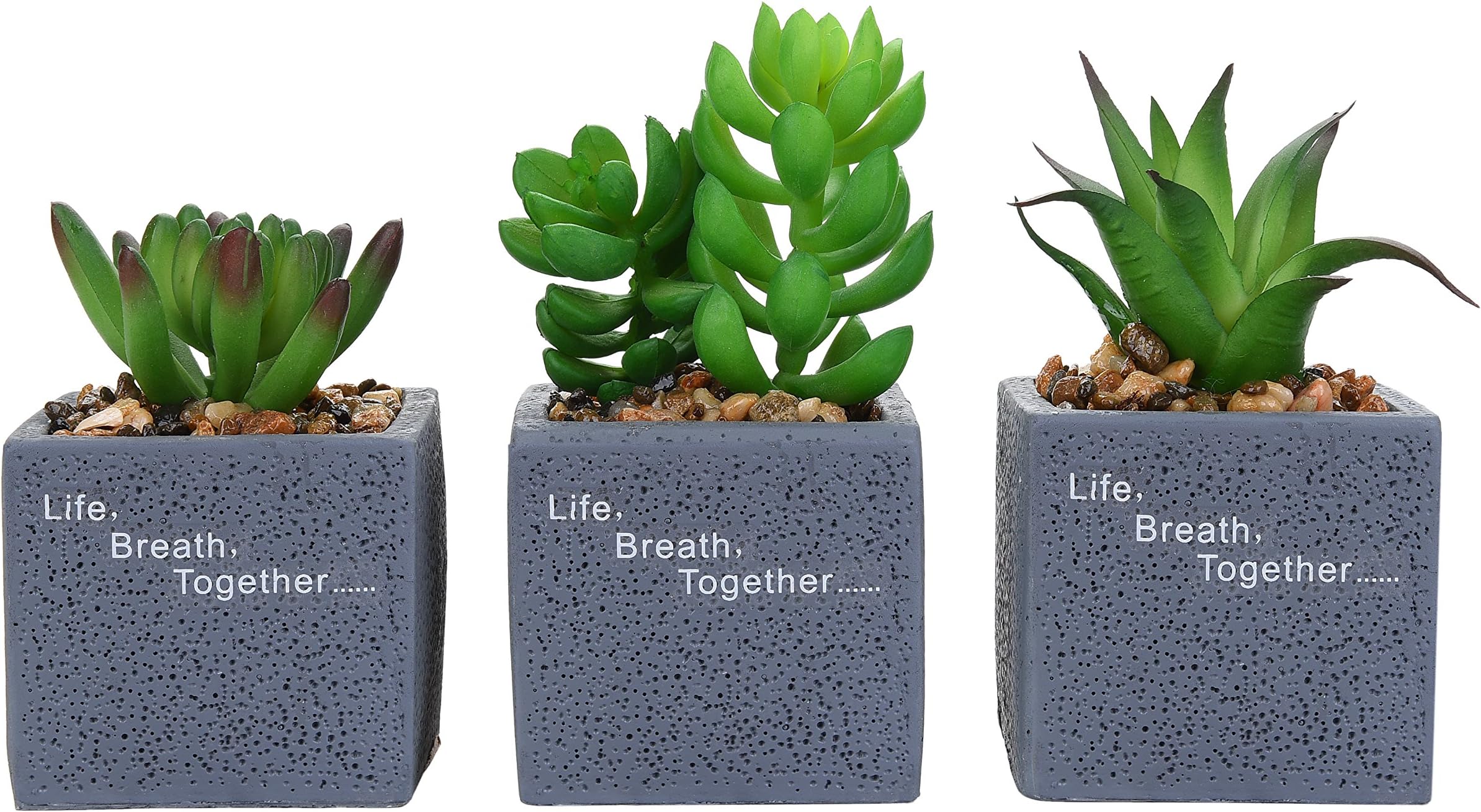 Funjo Artificial Succulent Plant for Bedroom Decor - Adorable Fake Succulents with Pots for House Desk Decorations
