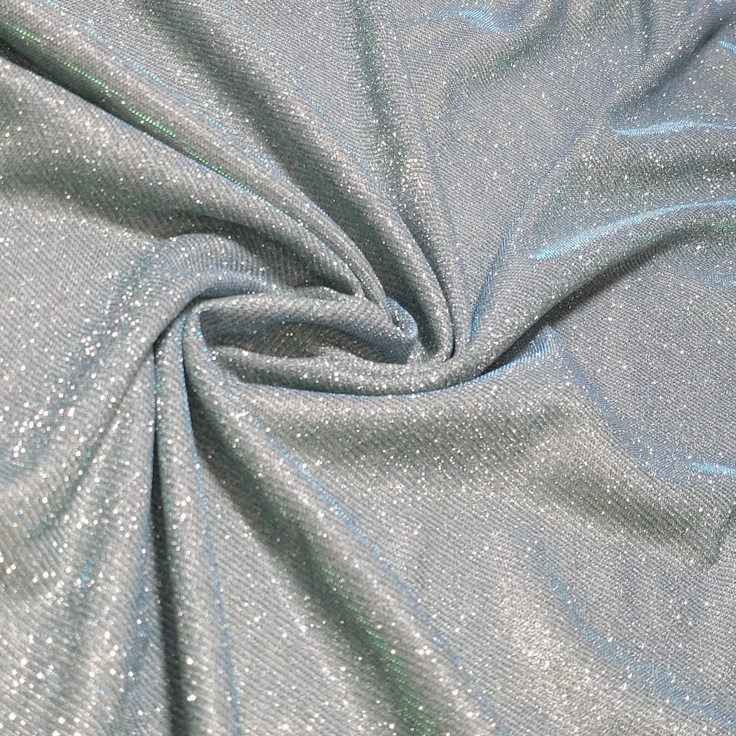 Shimmer Moonlight Glitter Nylon Multi Purpose Stardust Sparkly Shiny Bling Decorations Dress Craft Backdrop Decor Fabric Material 58" - 150cm Wide Sold As 1 Meter Pre - Cut Lengths (Blue Mint)