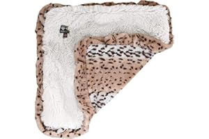 BESSIE + BARNIE Bessie and Barnie Aspen Snow Leopard/ Snow White Luxury Shag Ultra Plush Faux Fur Pet, Dog, Cat, Puppy Super Soft Reversible Blanket (Multiple Sizes), MD - 36" x 28"