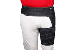 AuFlex Hip Brace for Sciatica Pain Relief - Adjustable Neoprene Hip Brace for Women & Men with Thigh, Groin, Hamstring Compression Sleeve & SI Joint Support, Black