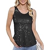 MINIDORA Women's Sequin Tops Sparkly Dressy Party Vests Glitter Sleeveless Shirts