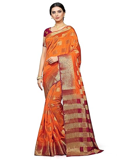 Women's Banarasi Art Silk Saree With Unstitched Blouse piece