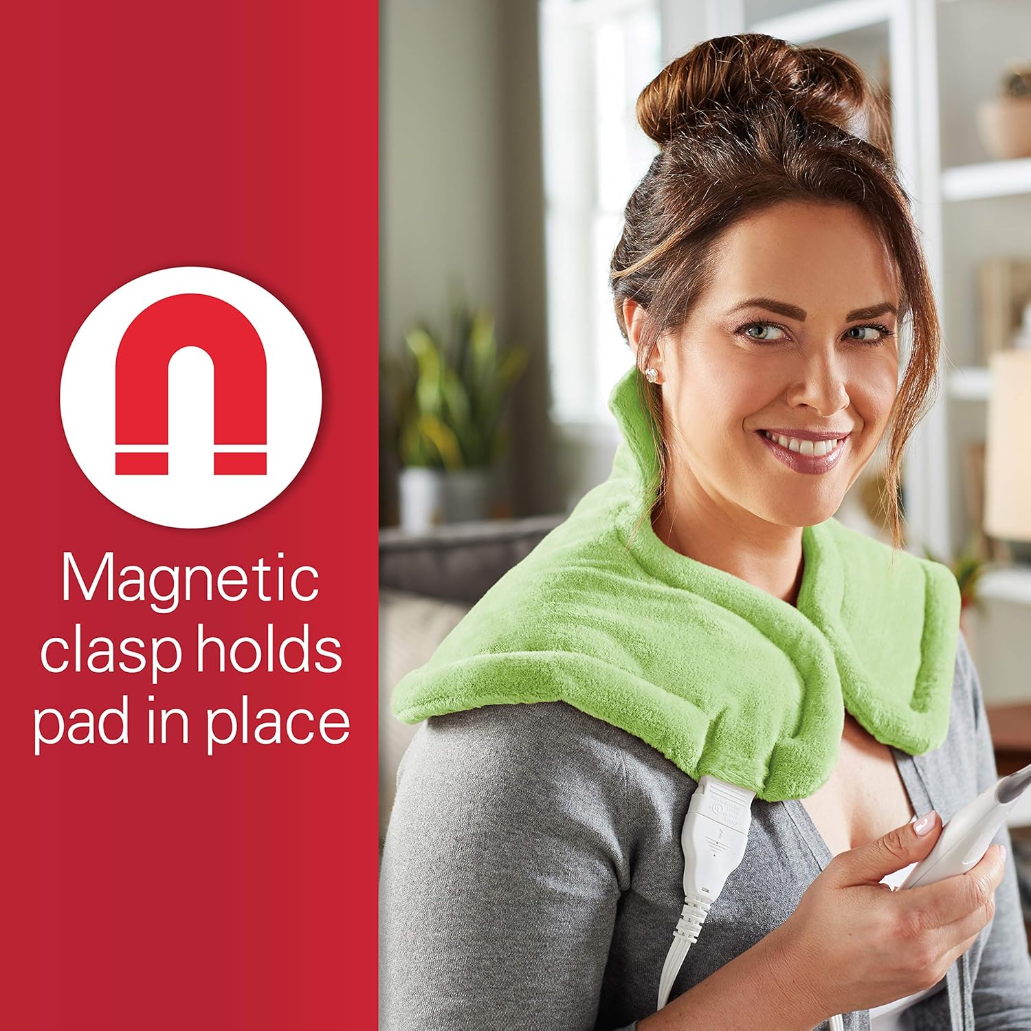 Sunbeam Heating Pad for Neck & Shoulder Pain Relief | Standard Size Renue, 4 Heat Settings with Auto-Off | Spa Green, 14-Inch x 22-Inch: Health & Personal Care