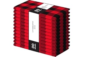 Dine n Decor Buffalo Plaid Cloth Napkins 100% Cotton - Ideal for Events Wedding Christmas Easter - Perfect Everyday Use Cloth Napkins 18x18 - Set of 12 Gingham Check Napkins- Red Black