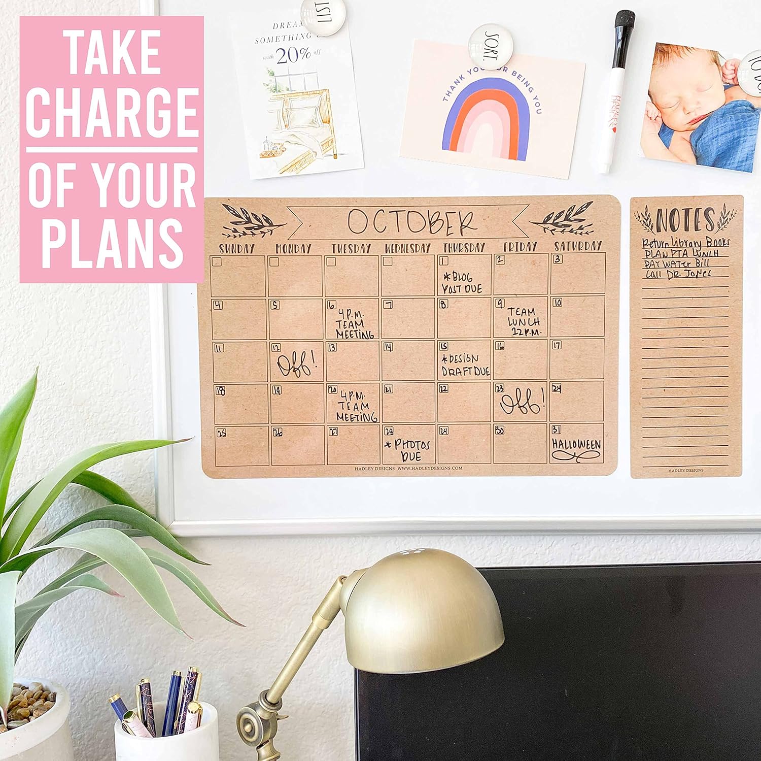 Magnetic Fridge Calendar Dry Erase Magnetic Calendar for Refrigerator - Rustic Magnetic Dry Erase Calendar for Fridge, White Board Calendar for Wall, Dry Erase Board Calendar, Magnetic Notepad : Office Products
