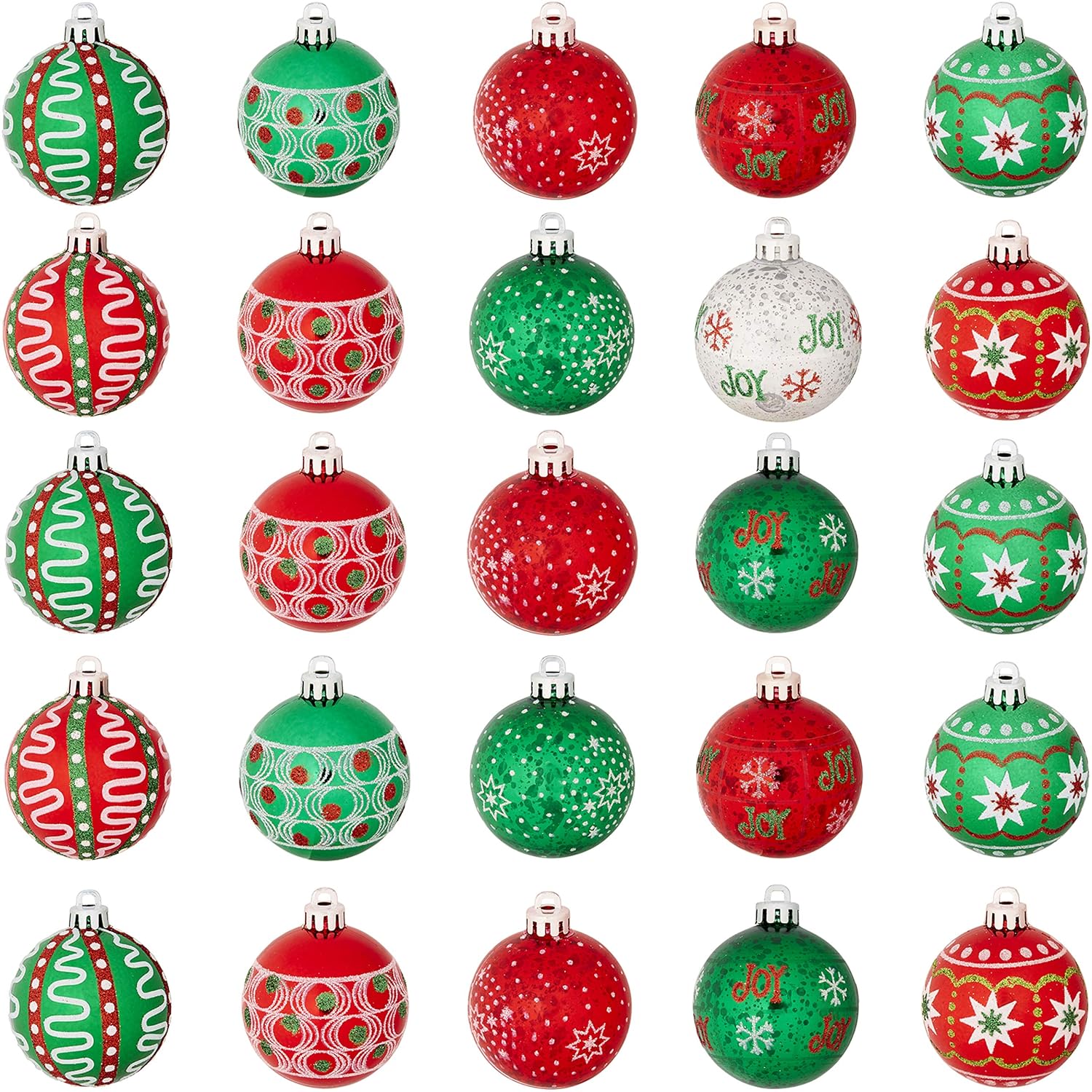 Extra Festive 2 Inch Ball Ornaments 30 Pack Bright Red and Green