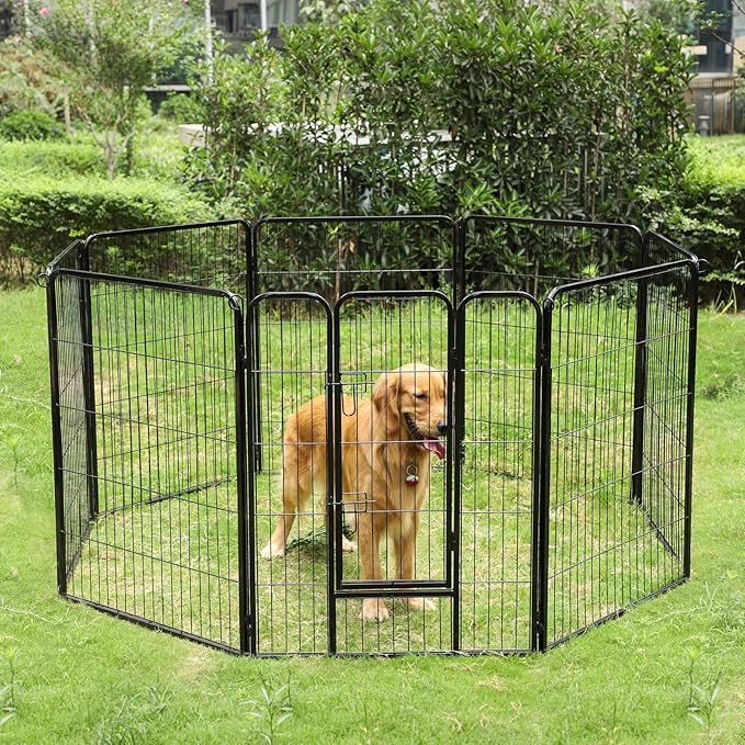 Amazon Feandrea ペットサークル 中大型犬用 犬ケージ 全成長期使用可 室内外兼用 カタチ変更可 ペットフェンス パネル8枚 折り畳み式 組立簡単 Ppk81h 高さ100cm Feandrea サークル プレイサークル 通販