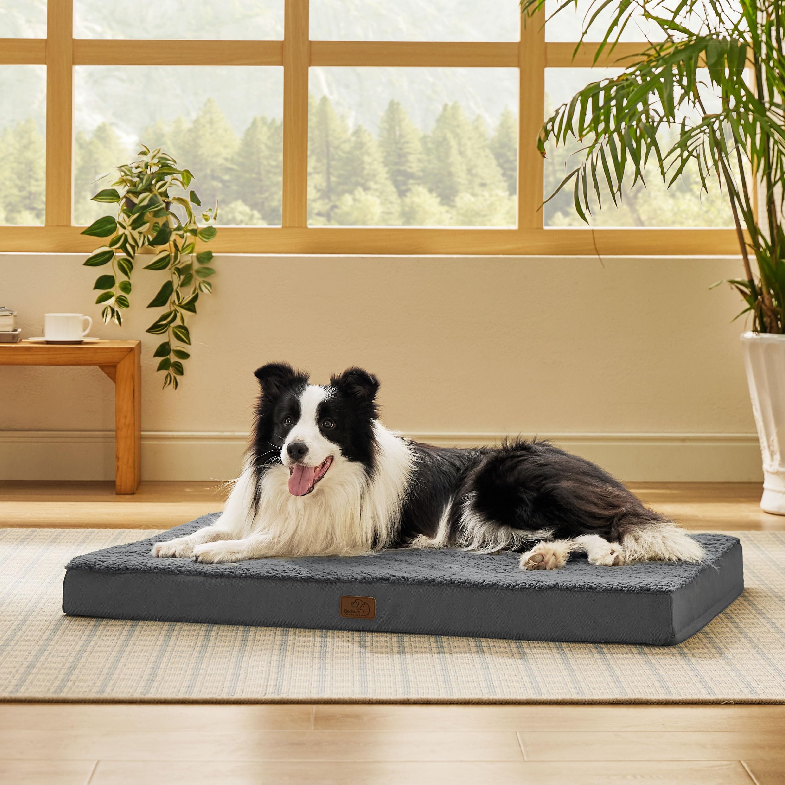 Photo 1 of Bedsure Dog Beds Large Sized Dog - Orthopedic Flat Pet Beds with Removable Washable Cover, Egg Crate Foam Puppy Mat, Suitable for Pet Up to 65 lbs